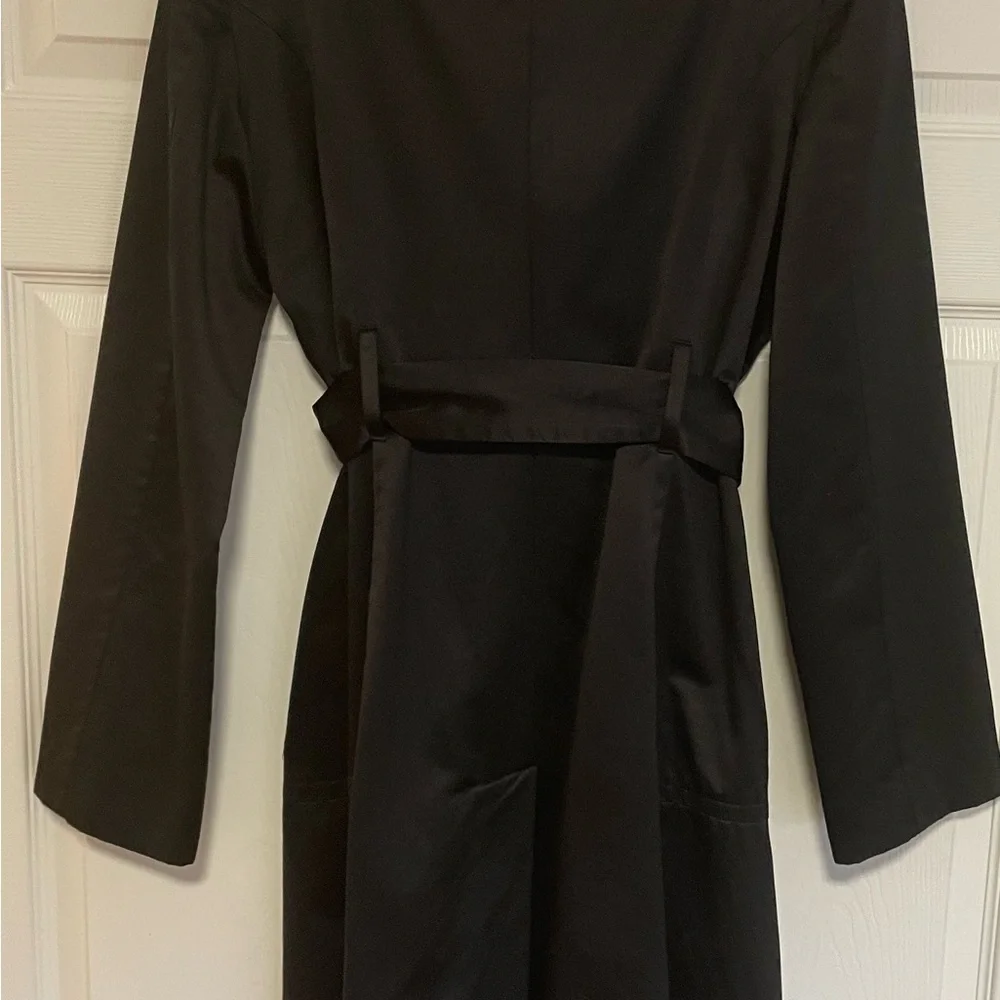 BEBE Black Belted Trench Coat Super Unique and Versatile Size Medium. - Picture 4 of 6